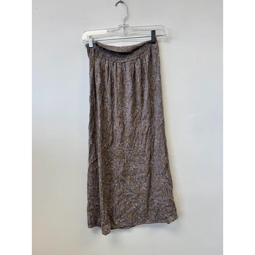 Blue Jasmine Skirt Womens‎ Small Brown Paisley Knit Elastic Waist Midi Casual